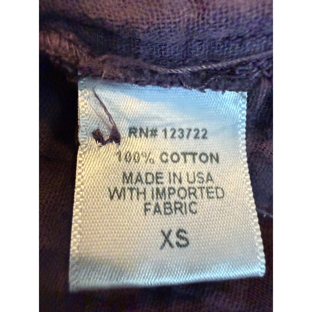 Xirena Beau Button Down Shirt Plum Purple Cotton Gauze Long Sleeve XS RN 123722 - Picture 7 of 9